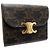 Céline Portafoglio tri-fold Celine in tela e pelle marrone - vista 3