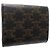 Céline Portafoglio tri-fold Celine in tela e pelle marrone - vista 4