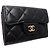 Cartera tri-fold Chanel en piel de becerro granulada negra Negro - vista 3