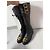 Stivali alti Chanel in pelle nera con logo CC dorato - vista 10