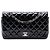 Sac à bandoulière Chanel Medium Classic Double Flap en cuir verni noir