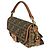 Borsa Medium Baguette Fendi in tela con ricamo FF Verde e Tan Marrone - vista 3