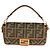 Borsa Medium Baguette Fendi in tela con ricamo FF Verde e Tan Marrone - vista 8