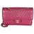 Gabrielle Borsa Chanel Medium Classic Double Flap in pelle d'agnello chevron fucsia Rosa