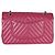 Gabrielle Borsa Chanel Medium Classic Double Flap in pelle d'agnello chevron fucsia Rosa - vista 2