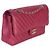 Gabrielle Borsa Chanel Medium Classic Double Flap in pelle d'agnello chevron fucsia Rosa - vista 4
