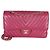 Gabrielle Borsa Chanel Medium Classic Double Flap in pelle d'agnello chevron fucsia Rosa - vista 8