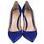 Décolleté a punta in raso blu Gianvito Rossi
