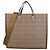 Tote Versace in tela e pelle marrone con motivo allover