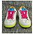 Sneakers Chanel in pelle bianca e suole giallo neon Rosa Bianco - vista 3