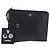 FENDI Clutch Bag Leather Black Silver 7M0225