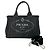 Prada Canapa Handtasche aus Baumwolldenim mit Dreiecks-Logo-Hardware Schwarz