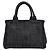 Prada Canapa Handtasche aus Baumwolldenim mit Dreiecks-Logo-Hardware Schwarz - Ansicht 3
