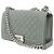 Borsa Chanel Le Boy Medium in pelle di vitello granulata verde Grigio Verde scuro