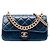 Chanel Blue Small Quilted Calfskin Straight Lined Flap Bleu Bleu foncé