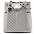 Borsa secchiello Chanel Urban Spirit Small in vitello iridescente argento con motivo Chevron