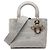 Dior Gray Medium Embroidered Canvas Cannage Lady D Lite Marrone Grigio
