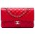 Chanel Red Medium Classic Lambskin Double Flap
