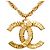 Collana con pendente testurizzato Chanel Gold CC placcato oro D'oro - vista 2