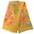 Foulard in seta mousseline Hermès Yellow Fleurs De Lotus 90 Giallo Senape