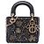 Dior Mini Lady Dior in vitello nero ricamato con trifogli
