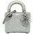 Dior Gray Mini Iridescent Lambskin Cannage Lady Dior Marrone