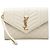 Clutch a Busta Saint Laurent White Grain De Poudre Triquilt Monogram Bianco