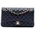 Chanel Blue Medium Classic Caviar Double Flap Blu navy