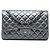 Chanel Gray Jumbo Classic Metallic Lambskin Double Flap Marrone Grigio antracite