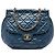 Chanel Blue Medium Quilted Glazed Calfskin Bubble CC Flap Blu scuro