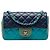 Chanel Blue Mini Rectangular Classic Tricolor Lambskin Single Flap