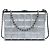 Chanel Silver Chocolate Bar Metallic Lambskin Frame Clutch mit Kette Silber