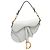 Borsa Saddle Dior Mini in pelle di vitello grana naturale bianca Bianco