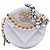 Chanel 19 runde Clutch aus silber-metallic Lammleder mit Kette