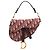 Mini borsa Saddle Dior in tela Oblique rossa Rosso Bordò