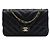 Chanel Black Medium Classic Chevron Calfskin Pleated Double Flap Nero