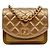 Chanel Borsa a tracolla matelassé con patta e catena oro metallizzato D'oro