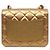 Chanel Borsa a tracolla matelassé con patta e catena oro metallizzato D'oro - vista 3