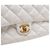 Chanel Borsa a tracolla Medium in pelle d'agnello bianca con patta CC e chiusura girevole, catena dorata Bianco - vista 11