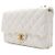 Chanel Borsa a tracolla Medium in pelle d'agnello bianca con patta CC e chiusura girevole, catena dorata Bianco - vista 3