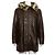 Louis Vuitton Parka da uomo in pelle monogram con cappuccio in shearling Marrone