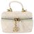 Chanel Top Handle Zip Around Vanity Case with Chain Quilted Caviar Mini Bianco