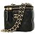 Borsa Vanity Chanel in pelle di vitello granulata nera Nero