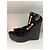 Sandali wedge Jimmy Choo in camoscio nero con nappe e decorazioni dorate - vista 4
