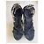 Sandali wedge Jimmy Choo in camoscio nero con nappe e decorazioni dorate - vista 7