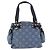 Borsa Tote Salvatore Ferragamo Gancini Canvas Navy Gold Auth 200061A D'oro Blu navy - vista 2