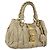 Borsa a mano Miu Miu in pelle 2way Beige Tono Oro Auth 167578A