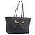 Borsa Tote FENDI Monster in pelle nera e argento Auth 201937 Nero