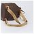 Edge Céline Zaino CELINE Macadam Canvas PVC Leather Brown Gold Auth 197605 Marrone D'oro - vista 8