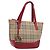 BURBERRY Nova Check Handtasche Canvas Beige Red Auth 199497A Rot
